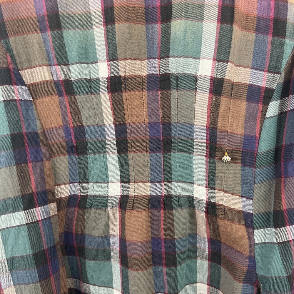Soft Surroundings Plaid Button Front Flared Swing Tunic Top Size PL Western - Picture 7 of 9